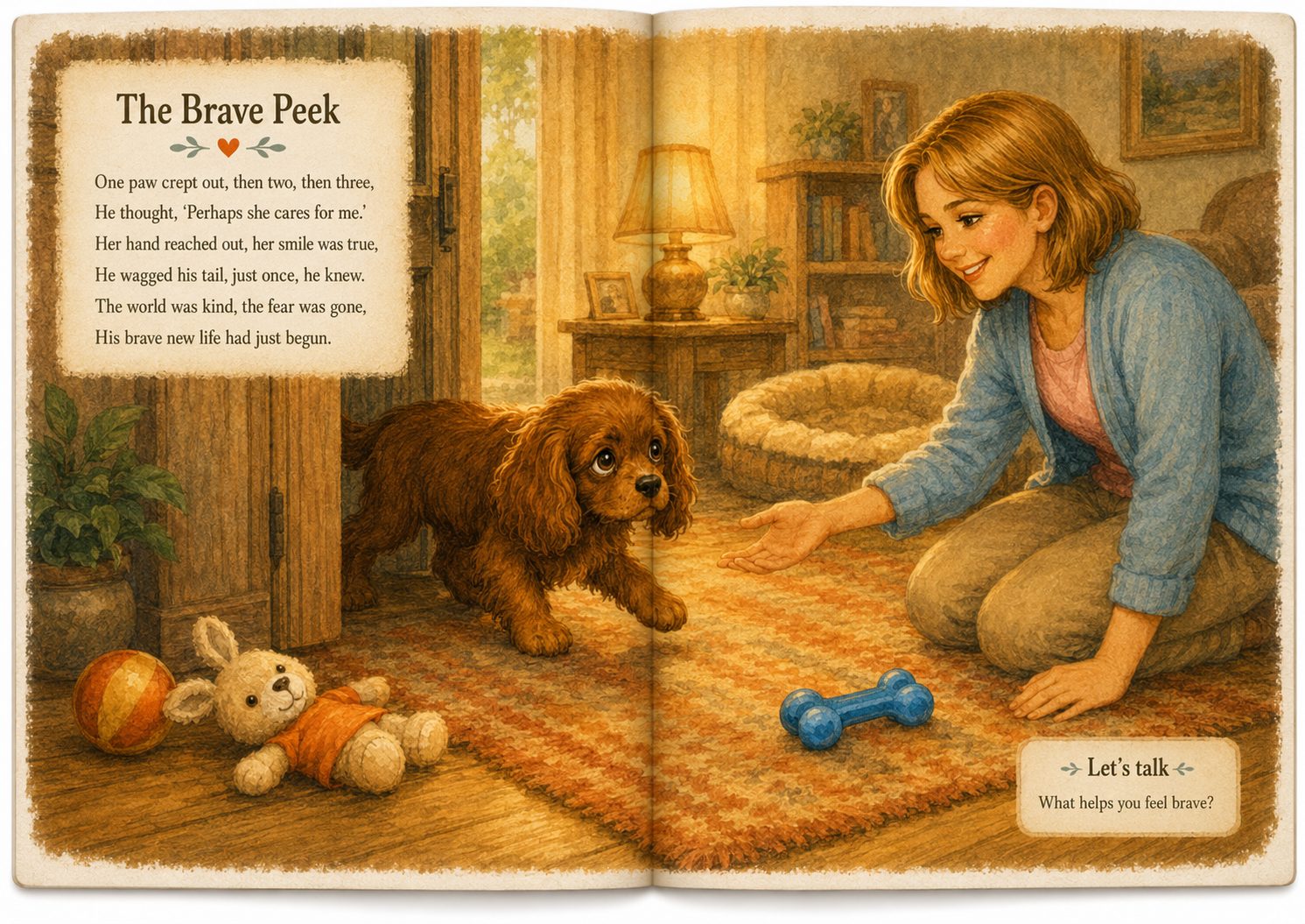 The Brave Peek: Sammy takes his first steps towards the lady's open hand