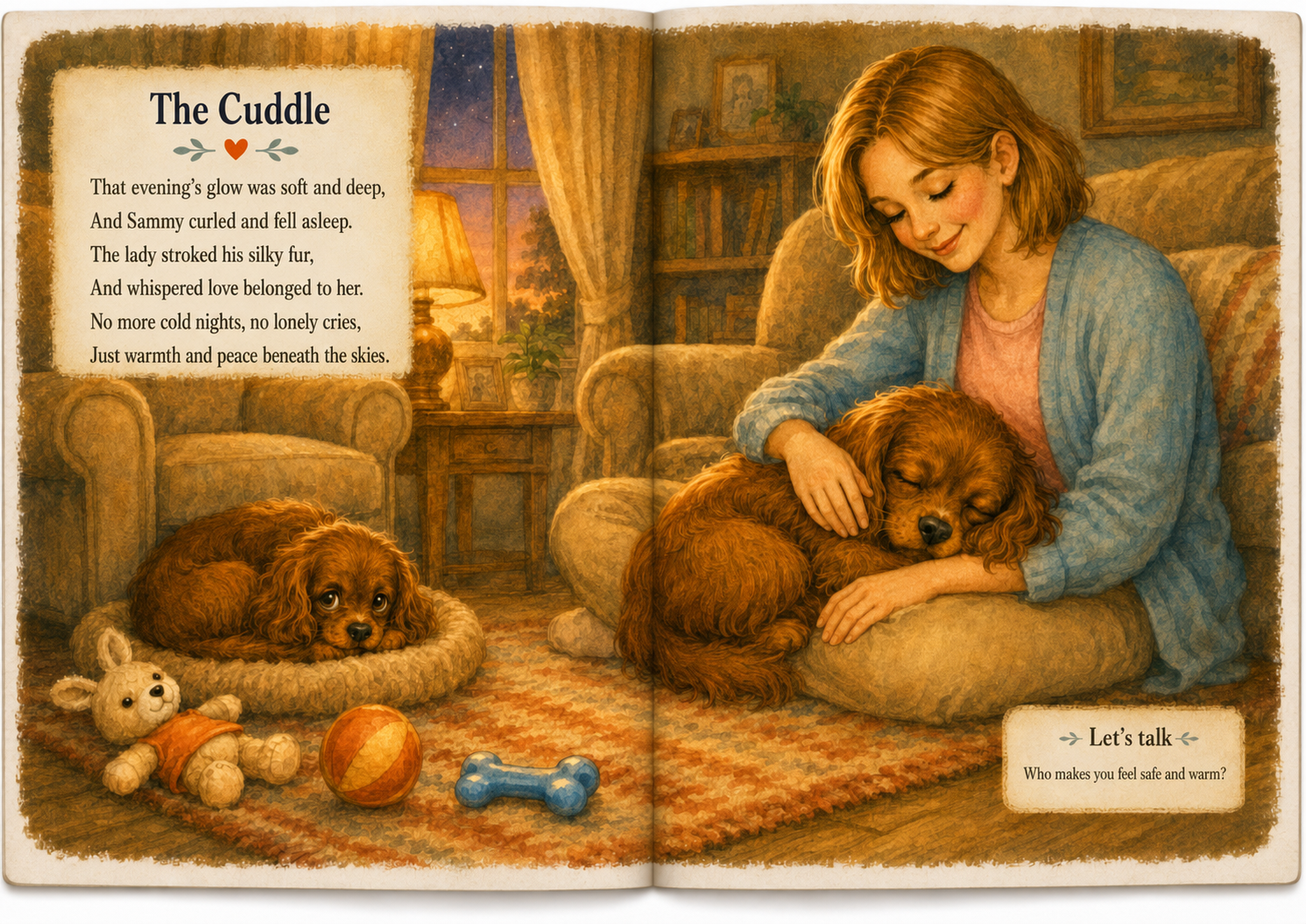 The Cuddle: Sammy sleeps in the lady's arms